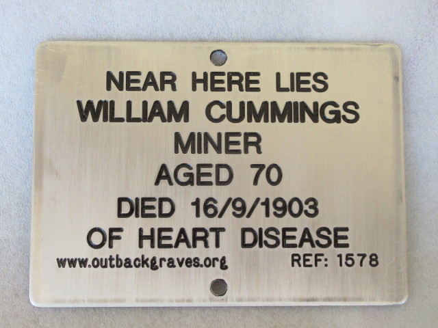 This is a photograph of plaque number 1578 for WILLIAM CUMMINGS at MULLINE