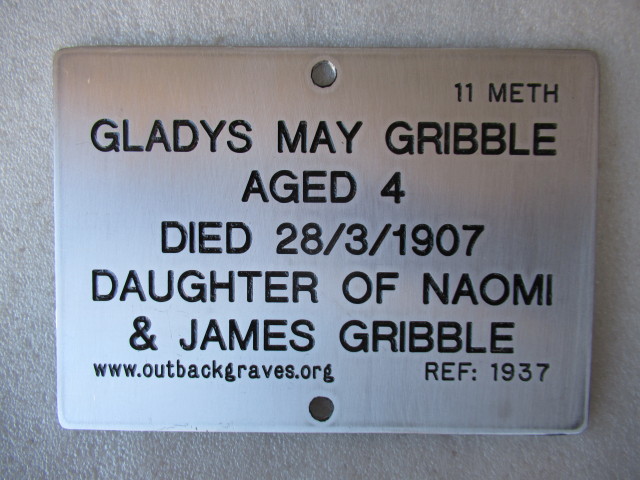This is a photograph of plaque number 1937 for GLADYS MAY GRIBBLE at KOOKYNIE CEMETERY
