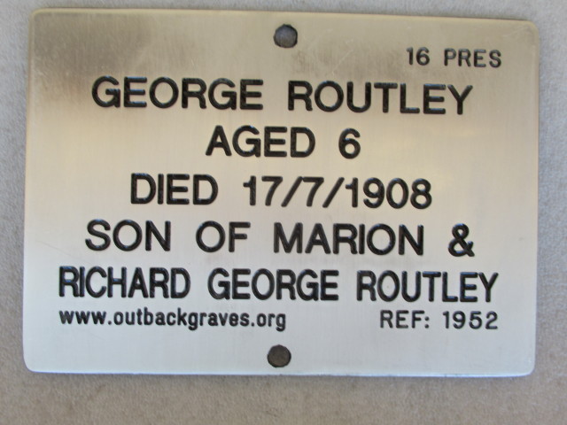 This is a photograph of plaque number 1952 for GEORGE ROUTLEY at KOOKYNIE