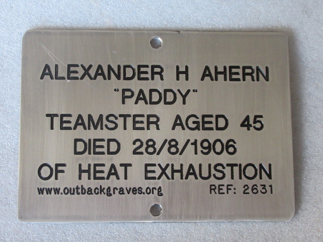 This is a photograph of plaque number 2631 for ALEXANDER H AHERN at TAMBOURAH