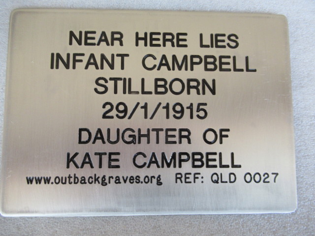 This is a photograph of plaque number QLD 0027 for INFANT CAMPBELL at LANGLO CROSSING