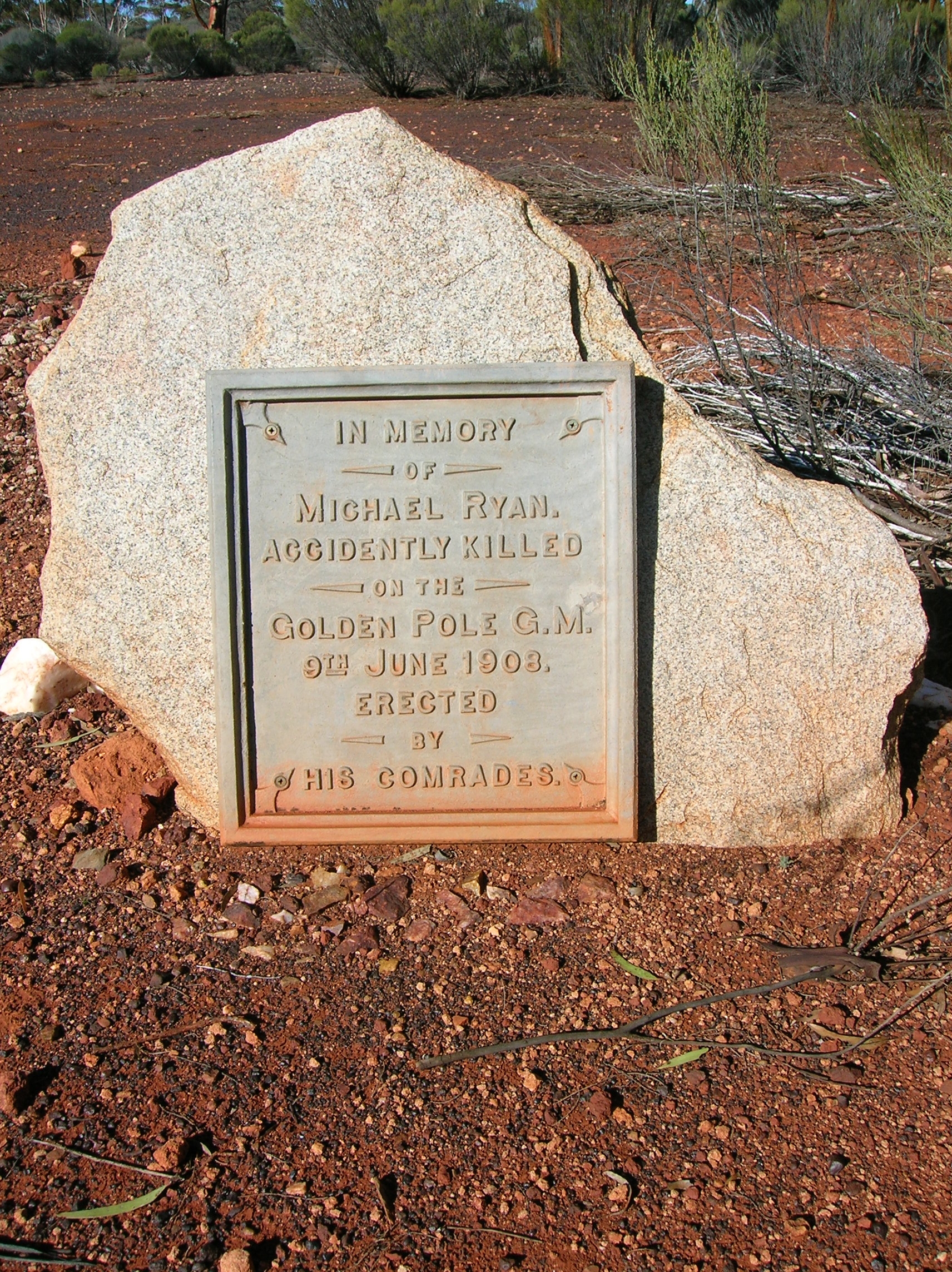 This is a photograph of the Memorial stone for Michael RYAN